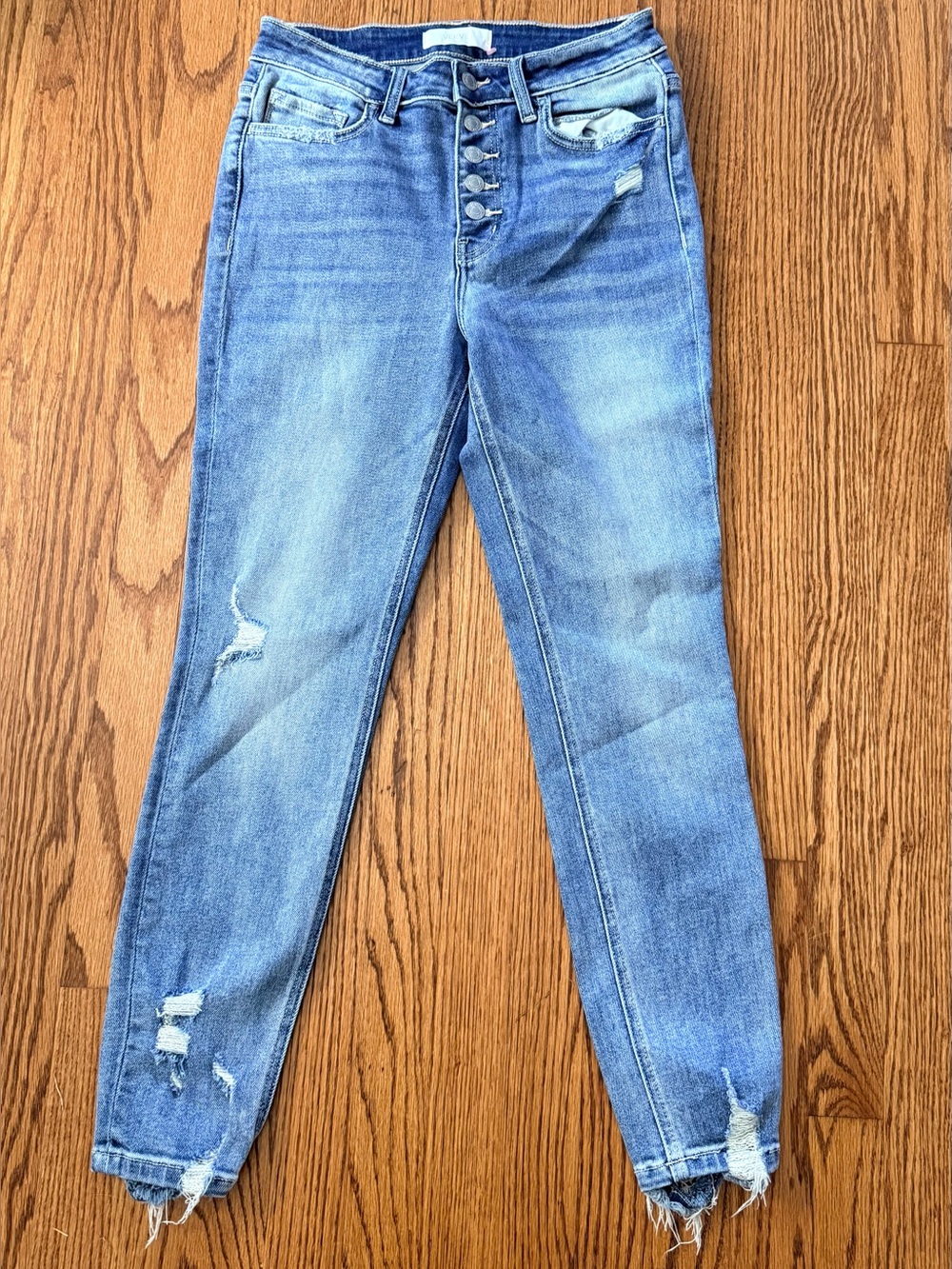 VERVET BLUE Women’s Skinny Jeans High Rise Distressed Button Fly Blue - size 29